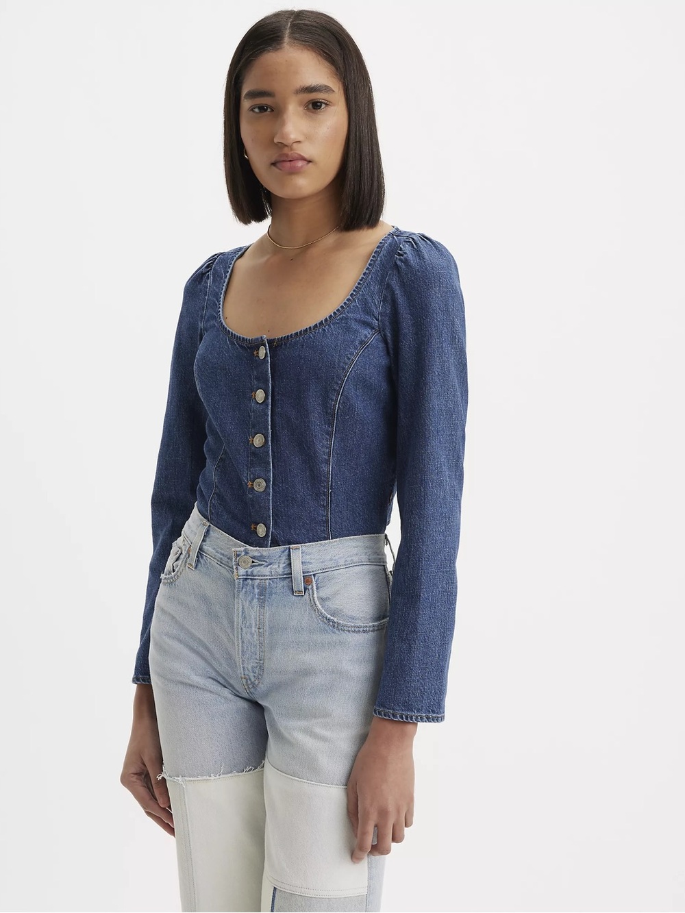 Levi’s | Weston Denim Long Sleeve Corset Blouse